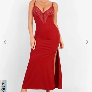 Elegant Red Lace Trim Popilush Dress